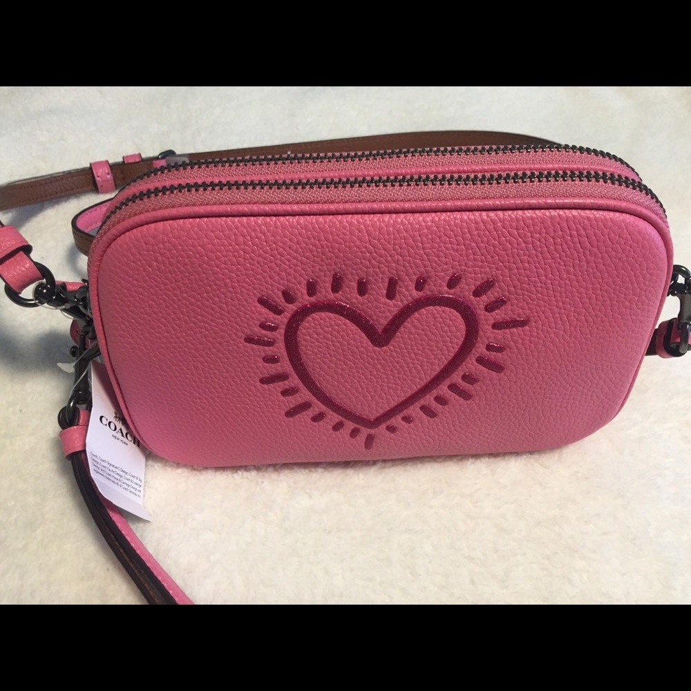 Coach Keith Haring Bright Pink Crossbody Clutch